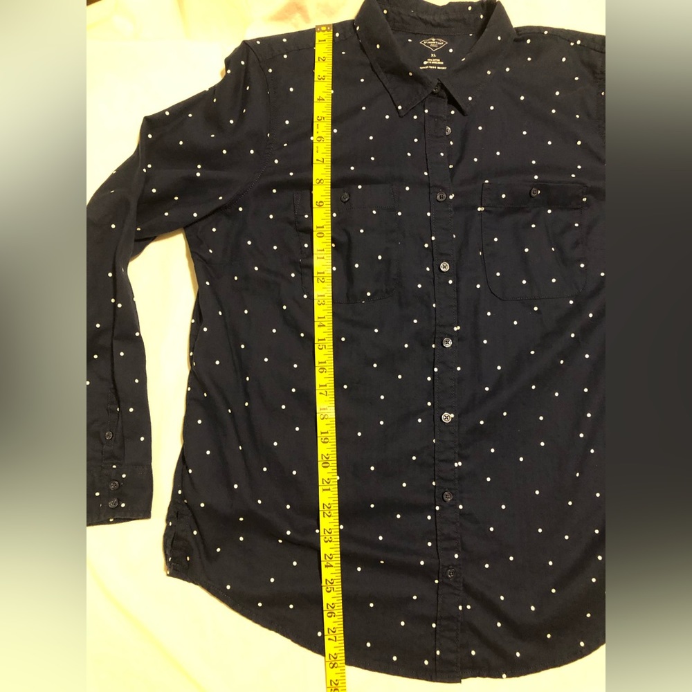 St. John’s Bay, XL, blue & white polka dot button up blouse - Picture 6 of 13